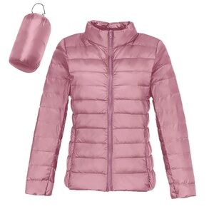 Women's Pink Packable Puffer Jacket